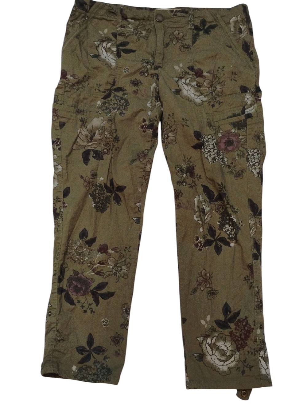 Democracy Olive Green Floral Cargo Pants SZ 6